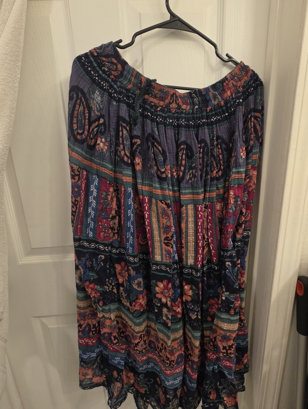 Boho Hippie Whimsigoth Maxi skirt 100% Cotton Paisley Floral Pattern